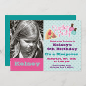 ガールズスリープオーバーパジャマスランバーパーティの招待状 招待状 (正面/裏面)