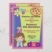 ガールズスリープオーバーパジャマスランバーパーティの招待状 招待状 (正面/裏面)