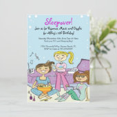 ガールズスリーポバーをテーマにしたバースデーパーティ招待状 招待状 (スタンド正面)