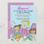 ガールズスリーポバーをテーマにしたバースデーパーティ招待状 招待状 (正面/裏面)