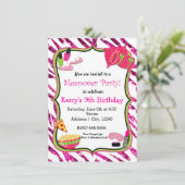 ガールズスリーポバースランバーパーティーメイクアップ招待状 招待状 (スタンド正面)