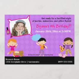 ガールズスリーポバースランバーパーティー写真招待状 招待状