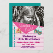 ガールズスリーポバーパジャマスランバーパーティの招待状 招待状 (正面/裏面)