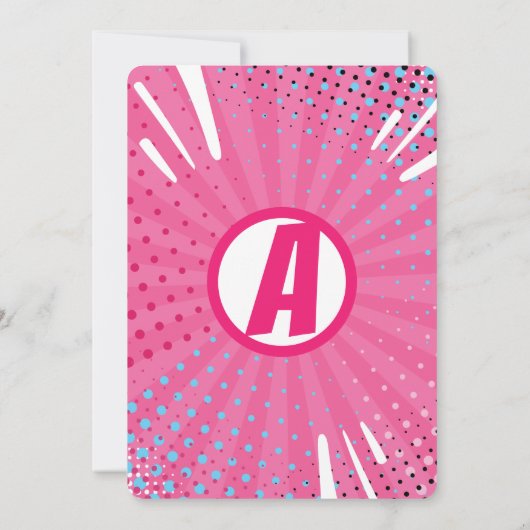 ガールズスーパーヒーロー漫画フォト誕生日招待状 招待状 (裏面)