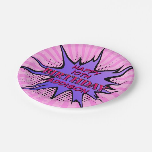 ガールズスーパーヒーロー誕生日 ペーパープレート (アングル)