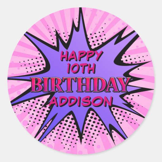 ガールズスーパーヒーロー誕生日 ラウンドシール (正面)