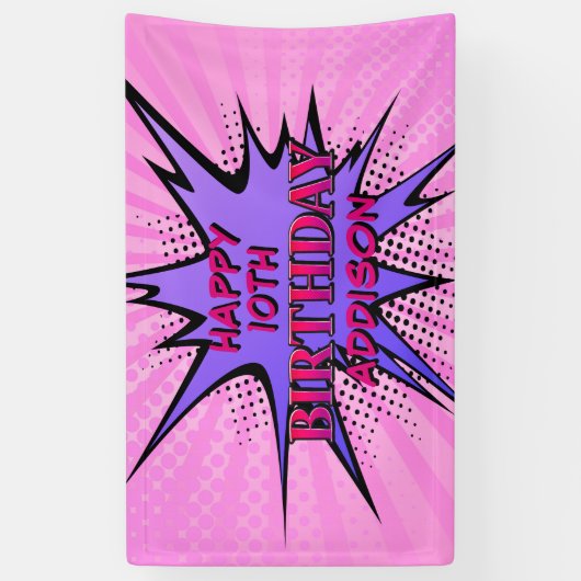 ガールズスーパーヒーロー誕生日 横断幕 (縦)