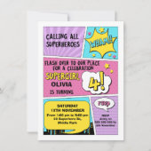 ガールズスーパーヒーロー4th誕生日招待状 招待状 (正面)