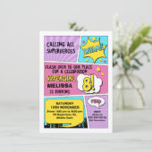 ガールズスーパーヒーロー8誕生日招待状 招待状 (スタンド正面)