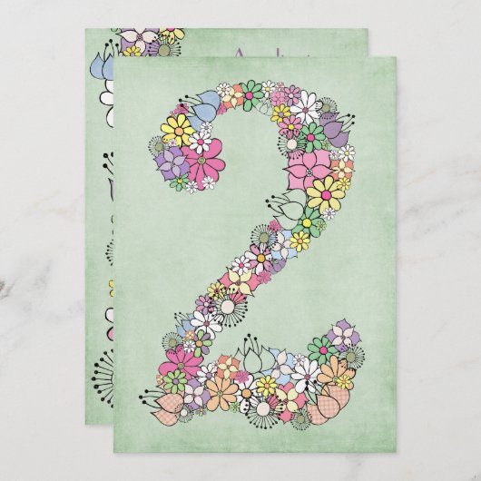 ガールズセカンドバースデーカスタムパーティー招待状招待状 招待状 (正面/裏面)