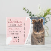 ガールズセカンド誕生日ブルークオッカオーストラリア写真 招待状 (スタンド正面)