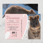 ガールズセカンド誕生日ブルークオッカオーストラリア写真 招待状 (正面/裏面)