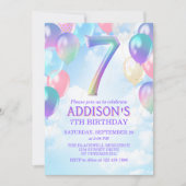 ガールズセブン誕生日レインボーバルーン招待状 招待状 (正面)
