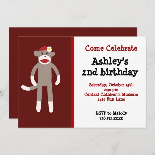 ガールズソックサルバースデーパーティ招待状 招待状 (正面/裏面)