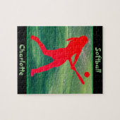 ガールズソフトボールがグリーンジグソーバーにパズル ジグソーパズル (横)