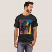 ガールズソフトボール捕手レインボー絞り染めレタリング Tシャツ (正面フル)