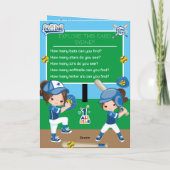 ガールズソフトボール秘密メッセージハッピーバースデー カード (裏面)