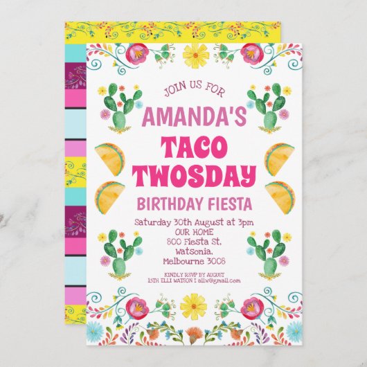 ガールズタコトゥオスデイフローラフィエスタ第2誕生日インヴィ 招待状 (正面/裏面)