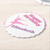 ガールズダンス明るい赤紫色バレリーナハッピーバースデー ペーパーコースター (アングル)