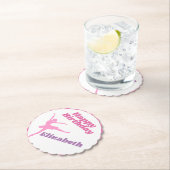 ガールズダンス明るい赤紫色バレリーナハッピーバースデー ペーパーコースター (インサイチュ)