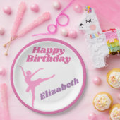 ガールズダンス明るい赤紫色バレリーナハッピーバースデー ペーパープレート (パーティー)