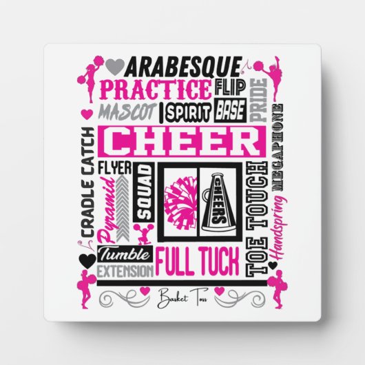 ガールズチアリーティングタイポグラフィインブラックアンドピンク   フォトプラーク (正面)