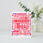 ガールズチアリーティングタイポグラフィインレッド ポストカード (スタンド正面)