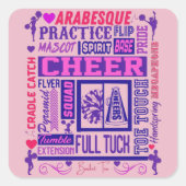 ガールズチアリーティングパープルタイポグラフィ スクエアシール (正面)