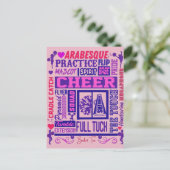 ガールズチアリーティングパープルタイポグラフィ ポストカード (スタンド正面)