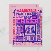 ガールズチアリーティングパープルタイポグラフィ ポストカード (正面/裏面)