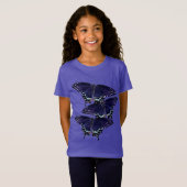 ガールズティーシャツパープル/ブラックアゲハチョウ Tシャツ (正面フル)