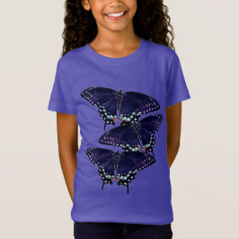 ガールズティーシャツパープル/ブラックアゲハチョウ Tシャツ