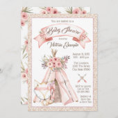 ガールズティーピーキツネトバルベビーシャワー招待状 招待状 (正面/裏面)
