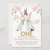 ガールズティーピーワイルドワンファースト誕生日招待状 招待状 (正面)