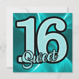 ガールズティール(緑がかった色)スウィート16誕生日 招待状