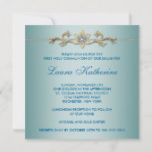 ガールズティール（緑がかった色）ブルーファーストコミュニオン 招待状 (裏面)