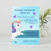 ガールズティール（緑がかった色）ユニコーン誕生日招待状 招待状 (スタンド正面)