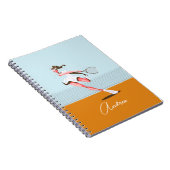 ガールズテニスプレーヤーマンガイラストレーション&名前 ノートブック (右側)