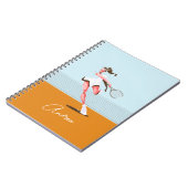 ガールズテニスプレーヤーマンガイラストレーション&名前 ノートブック (左側)