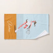 ガールズテニスプレーヤーマンガイラストレーション&名前 ハンドタオル (ハンドタオル)