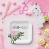 ガールズディノフォーバースデーパーティープレート ペーパープレート (パーティー)