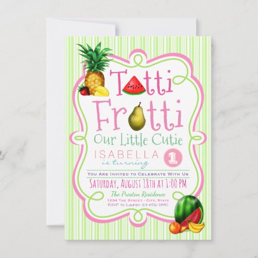 ガールズトゥッティフロッティバースデーパーティーの招待 招待状 (正面)