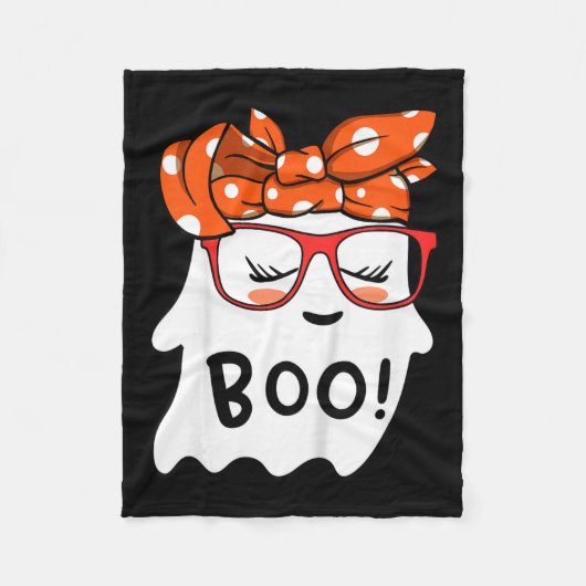 ガールズトドラーハッピーハローウィン幽霊ウィズバンダナS フリースブランケット (正面)