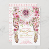 ガールズトライバルドリームキャッチャー赤ちゃんシャワー招待状 招待状 (正面/裏面)