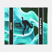 ガールズトラック&フィールドスモークキー抽象芸術 フリースブランケット (正面(横))