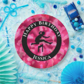 ガールズトラック&フィールドピンク迷彩柄 ペーパープレート (パーティー)