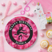 ガールズトラック&フィールドピンク迷彩柄 ペーパープレート (パーティー)