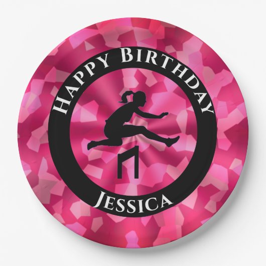 ガールズトラック&フィールドピンク迷彩柄 ペーパープレート (正面)