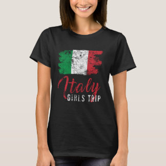 ガールズトリップイタリア国旗のレトロマッチングホリイタリアンッド Tシャツ