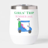 ガールズトリップゴルフカートのゴルファー熱ワインタンブラー (正面)